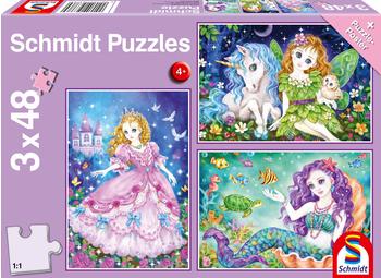 Schmidt-Spiele Prinzessin, Fee & Meerjungfrau, 3 x 48 Teile (56376)