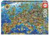 Educa - Verrückte Europakarte 500 Teile Puzzle, Spielwaren