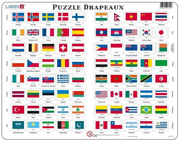 Larsen Flaggen der Welt (auf Französisch) 80 Teile - L2-FR