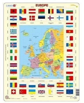 Larsen Karte & Flaggen - Europa (englisch, 70 Teile)