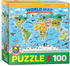 Eurographics Weltkarte illustriert Puzzle (100 Teile)