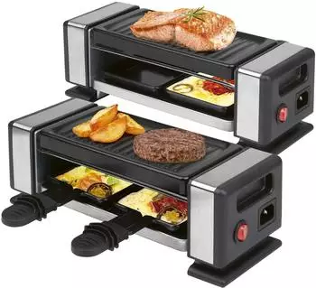 ProfiCook PC-RG 1324 Raclette-Grill für 2-4 Personen, erweiterbar auf 8, Edelstahl (501324)