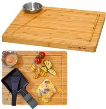 Dune Design Raclettebrett 2er-Set mit Dipschale, Bambus, 30x25cm (17149)