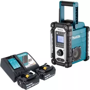 Makita DMR 116 RF Akku Baustellenradio 14,4 - 18 V AM FM AUX + 2x Akku 3,0 Ah + Ladeger&auml;t (AM FM) Radio