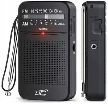 LTC portable pocket radio LEGA AM/FM mini jack black (AM FM) Radio Schwarz Silber