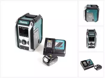 Makita DMR 115 RT1 Akku Baustellenradio 12V - 18V Bluetooth DAB+ IP65- + 1x Akku 5,0 Ah + Ladeger&auml;t (DAB+ FM Bluetooth) Radio