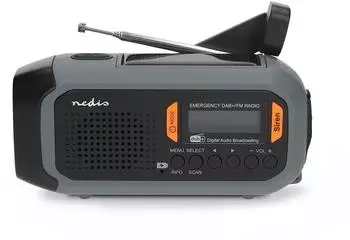 Nedis RDDBCR2600GY Notfallradio DAB+/FM, Solar, Handkurbel (RDDBCR2600GY)