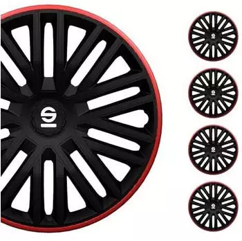 Sparco Radzierblenden Bergamo - 15-Zoll - Schwarz/Rot - Satz mit 4 Stück