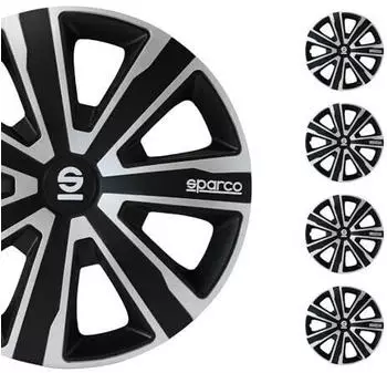 Sparco Radzierblenden Palermo - 14-Zoll - Silber/Schwarz - Satz mit 4 Stück