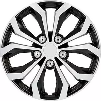 Cartrend Daytona Universal Radzierblenden in schwarz/silber, für 15 Zoll Räder, 4 Radkappen aus robustem Kunststoff