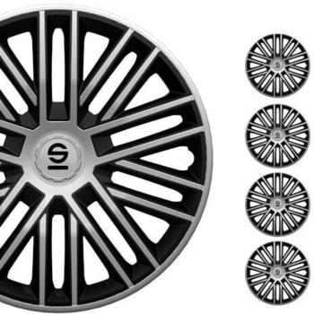 Sparco Radzierblenden Bergamo - 15-Zoll - Silber/Schwarz - Satz mit 4 Stück