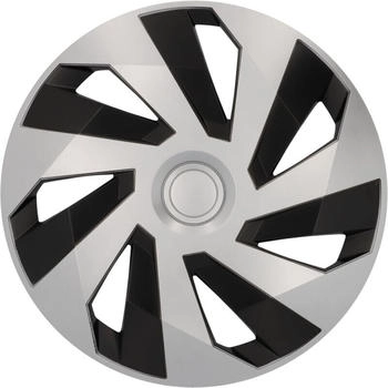 Cartrend Radkappen Flow 15 Zoll schlagfest zweischichtige Metallic-Lackierung überlackierbar schwarz-Silber 4 Stück