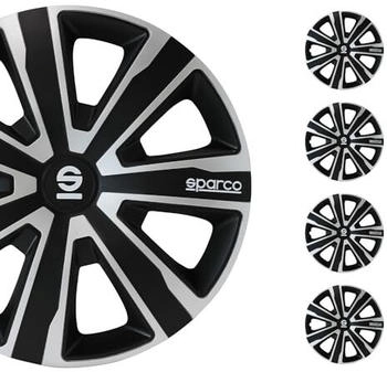 Sparco Radzierblenden Palermo - 15-Zoll - Silber/Schwarz - Satz mit 4 Stück