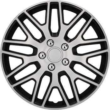 Cartrend Radkappen Branch 16 Zoll schlagfest zweischichtige Metallic-Lackierung überlackierbar schwarz-silber 4 Stück