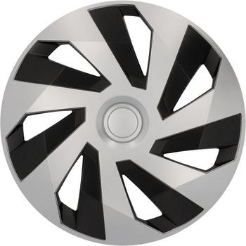 Cartrend Radkappen Flow 14 Zoll schlagfest zweischichtige Metallic-Lackierung überlackierbar schwarz-silber 4 Stück