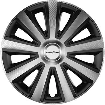 Goodyear Auto Radzierblenden Radkappen Radblenden „Memphis Carbon“, 4er Set, 35 cm (14 Zoll), Schwarz/Silber