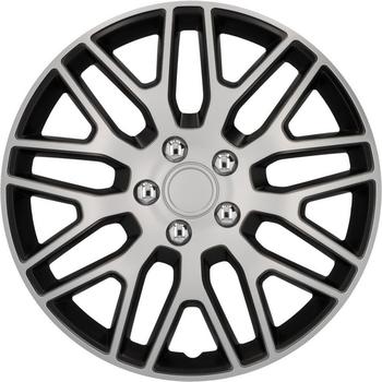 Cartrend Radkappen Branch 15 Zoll schlagfest zweischichtige Metallic-Lackierung überlackierbar schwarz-silber 4 Stück