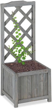 Relaxdays Rankkasten mit Rankgitter wetterfest Holz 20 l K&uuml;bel 90 cm grau