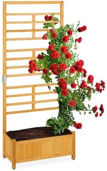 Relaxdays Rankgitter mit Pflanzkasten hoch rechteckiger Holz hbt 171 x 71 x 315 cm natur
