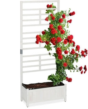 Relaxdays Pflanzkasten mit Spalierwand hbt 171 x 715 x 32cm Holz weiß