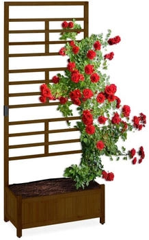 Relaxdays Pflanzkasten mit Spalierwand hbt 171x715x32 cm Holz braun