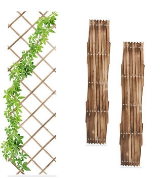 Relaxdays Rankgitter ausziehbar 3er Set 180x60 cm Holz braun