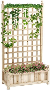 Outsunny Pflanzkasten mit Rankgitter Holz Natur 64 x 28 x 120 cm