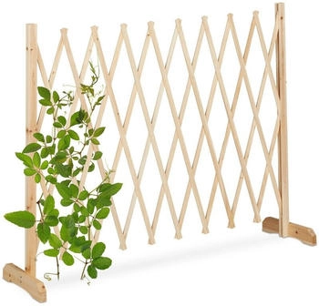 Relaxdays Rankgitter Holz ausziehbar bis 275 cm Scherengitter freistehend natur