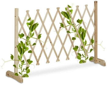 Relaxdays Rankgitter Holz ausziehbar bis 180 cm Scherengitter freistehend natur