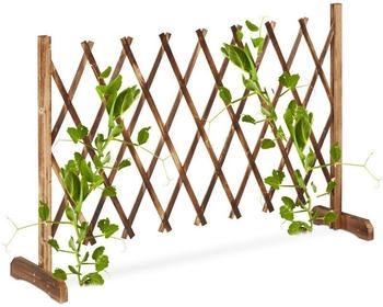 Relaxdays Rankgitter Holz ausziehbar bis 185 cm Scherengitter freistehend natur