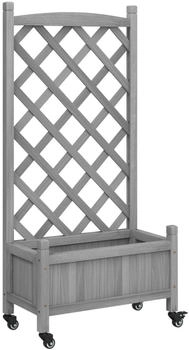 vidaXL Pflanzk&uuml;bel mit Rankgitter Rollen Massivholz Tanne 55x29.5x117.5 cm grau