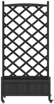 vidaXL Pflanzk&uuml;bel mit Rankgitter Rollen Massivholz Tanne 75x35x157.5 cm schwarz