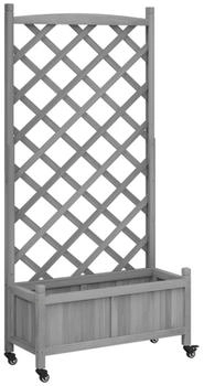 vidaXL Pflanzk&uuml;bel mit Rankgitter Rollen Massivholz Tanne 75x35x157.5 cm grau