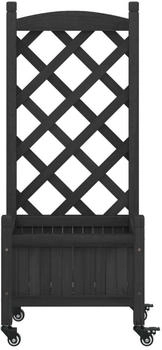 vidaXL Pflanzk&uuml;bel mit Rankgitter Rollen Massivholz Tanne 40x30x97.5 cm schwarz