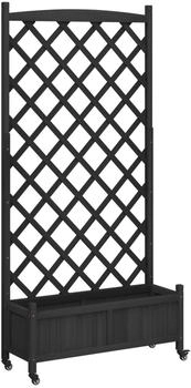 vidaXL Pflanzk&uuml;bel mit Rankgitter Rollen Massivholz Tanne 90x35x187.5 cm schwarz