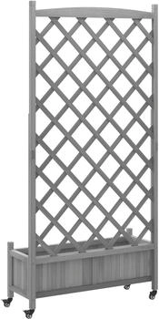 vidaXL Pflanzk&uuml;bel mit Rankgitter Rollen Massivholz Tanne 90x35x187.5 cm grau