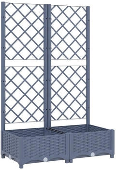 vidaXL Pflanzk&uuml;bel mit Rankgitter 80 x 40 x 121,5 cm PP blaugrau