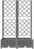 Pflanzk&uuml;bel Mit Rankgitter Hellgrau 80x40x121,5 Cm Pp Vidaxl