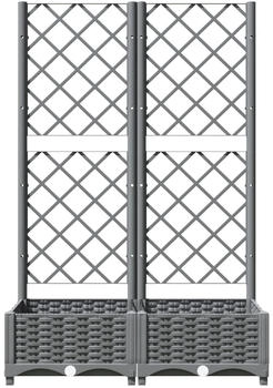 vidaXL Pflanzk&uuml;bel mit Rankgitter 80 x 40 x 121,5 cm PP hellgrau