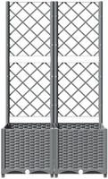 Pflanzk&uuml;bel Mit Rankgitter Hellgrau 80x40x136 Cm Pp - Vidaxl