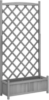vidaXL Pflanzk&uuml;bel mit Spalier Grau Massivholz Tanne 90 x 35 x 180 cm grau