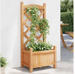 vidaXL Pflanzkübel mit Spalier Grau Massivholz Tanne 90 x 35 x 180 cm braun