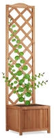 Relaxdays - Rankkasten Holz, Garten Pflanzk&uuml;bel M. Rankgitter, 25 L Pflanzkasten,