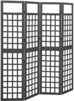 vidaXL Spalier/Paravent 4-teilig Massivholz Tanne Schwarz 161x180 cm