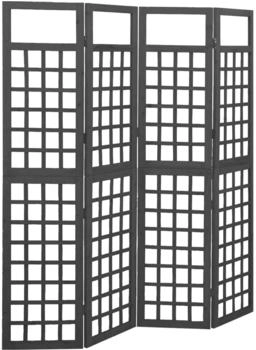 vidaXL 4-teilig Paravent/Spalier Massivholz Tanne Schwarz 161x180 cm (316483)