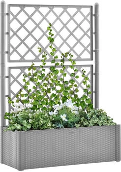 vidaXL Garten-Hochbeet mit Spalier und Selbstbew&auml;sserungssystem Grau 100 x 43 x 142 cm (317578)