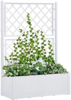 vidaXL Garten-Hochbeet mit Spalier und Selbstbew&auml;sserungssystem Wei&szlig;
