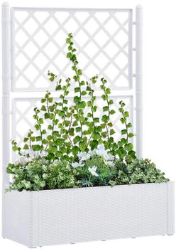 vidaXL Garten-Hochbeet mit Spalier und Selbstbewässerungssystem Weiß 100 x 43 x 142 cm (313967)