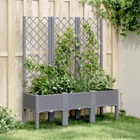 vidaXL Pflanzk&uuml;bel mit Rankgitter Blaugrau 120x40x142 cm PP