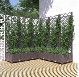 vidaXL Pflanzk&uuml;bel mit Rankgitter Braun 120 x 120 x 121,5 cm PP (318266)